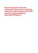 Project Management C722&comma; Pre-Assessment Latest recent & frequently tested exam with questions and verified accurate solutions &lpar;detailed & elaborated&rpar; GRADED A&plus;&period;