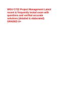 WGU C722 Project Management Latest recent & frequently tested exam with questions and verified accurate solutions &lpar;detailed & elaborated&rpar; GRADED A&plus;&period;