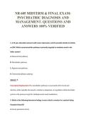 NR 605 MIDTERM & FINAL EXAM&colon;&NewLine;PSYCHIATRIC DIAGNOSIS AND&NewLine;MANAGEMENT&period; QUESTIONS AND&NewLine;ANSWERS 100&percnt; VERIFIED