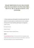 NR 605 MIDTERM EXAM&colon; DIAGNOSIS&NewLine;AND MANAGEMENT IN PSYCHIATRIC-&NewLine;MENTAL HEALTH QUESTIONS AND&NewLine;ANSWERS