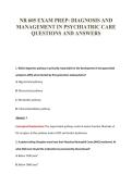 NR 605 EXAM PREP&colon; DIAGNOSIS AND&NewLine;MANAGEMENT IN PSYCHIATRIC CARE&NewLine;QUESTIONS AND ANSWERS