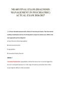 NR 605 FINAL EXAM &lpar;DIAGNOSIS&NewLine;MANAGEMENT IN PSYCHIATRIC&rpar;&NewLine;ACTUAL EXAM 2026&sol;2027