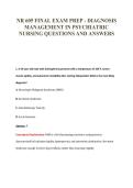 NR 605 FINAL EXAM PREP - DIAGNOSIS&NewLine;MANAGEMENT IN PSYCHIATRIC&NewLine;NURSING QUESTIONS AND ANSWERS