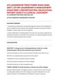 ATI LEADERSHIP PROCTORED EXAM 2026&ndash;2027 &vert; ATI RN LEADERSHIP & MANAGEMENT EXAM PREP &vert; PRIORITIZATION&comma; DELEGATION&comma; PATIENT SAFETY & CLINICAL JUDGMENT