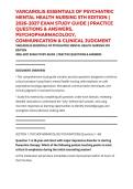 VARCAROLIS ESSENTIALS OF PSYCHIATRIC MENTAL HEALTH NURSING 5TH EDITION &vert; 2026&ndash;2027 EXAM STUDY GUIDE &vert; PRACTICE QUESTIONS & ANSWERS&comma; PSYCHOPHARMACOLOGY&comma; COMMUNICATION & CLINICAL JUDGMENT