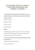 NGN HESI RN CRITICAL CARE V5&NewLine;EXAM PREP QUESTIONS AND&NewLine;CORRECT ANSWERS
