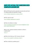 AAPC CPC ACTUAL TEST QUESTIONS WITH&NewLine;COMPLETE ANSWER KEY