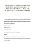 NR 605 MIDTERM EXAM&colon; ADVANCED&NewLine;DIAGNOSIS AND MANAGEMENT IN&NewLine;PSYCHIATRIC-MENTAL HEALTH&NewLine;NURSING QUESTIONS AND ANSWERS