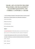 NR 605&colon; ADVANCED PSYCHIATRIC&NewLine;DIAGNOSIS AND MANAGEMENT -&NewLine;EXAM PREP QUESTIONS AND&NewLine;CORRECT ANSWERS A&plus; GRADE