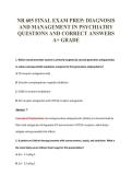 NR 605 FINAL EXAM PREP&colon; DIAGNOSIS&NewLine;AND MANAGEMENT IN PSYCHIATRY&NewLine;QUESTIONS AND CORRECT ANSWERS&NewLine;A&plus; GRADE