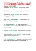 AAMI Microbiology for Embalmers Unit 7 &plus; 8 Exam Answered Questions &lpar;Limited&rpar; Latest 2026-2027