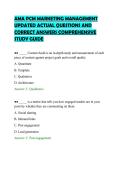 AMA PCM MARKETING MANAGEMENT&NewLine;UPDATED ACTUAL QUESTIONS AND&NewLine;CORRECT ANSWERS COMPREHENSIVE&NewLine;STUDY GUIDE