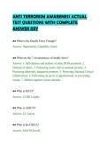 ANTI TERRORISM AWARENESS ACTUAL&NewLine;TEST QUESTIONS WITH COMPLETE&NewLine;ANSWER KEY