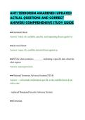 ANTI TERRORISM AWARENESS UPDATED&NewLine;ACTUAL QUESTIONS AND CORRECT&NewLine;ANSWERS COMPREHENSIVE STUDY GUIDE