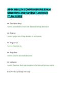APEX HEALTH COMPREHENSIVE EXAM&NewLine;QUESTIONS AND CORRECT ANSWERS&NewLine;STUDY GUIDE&NewLine;