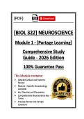 BIOL322&sol;BIOL 322 Neuroscience Module 1 &vert; Portage Learning &vert; 26&sol;27&vert;Q&A Actual &lpar;PDF&rpar;