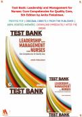 Test Bank for Leadership and Management for Nurses&colon; Core Competencies for Quality Care&comma; 5th Edition by Anita Finkelman&period;&vert;All chapters 1-20 covered&comma; Graded A&plus;&period;