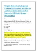 Virginia Real Estate Salesperson &NewLine;Examination Questions And Correct &NewLine;Answers &lpar;Verified Answers&rpar; Plus &NewLine;Rationales 2026 Q&A &vert; Instant &NewLine;Download Pdf 