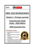 BIOL322&sol;BIOL 322 Neuroscience Module 3 &vert; Portage Learning &vert; 26&sol;27&vert;Q&A Actual &lpar;PDF&rpar;