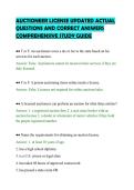 AUCTIONEER LICENSE UPDATED ACTUAL&NewLine;QUESTIONS AND CORRECT ANSWERS&NewLine;COMPREHENSIVE STUDY GUIDE&NewLine;