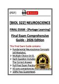 BIOL322&sol;BIOL 322 Neuroscience Module 1&comma;2&comma;3&comma;4&comma;5&comma;6&comma;7&comma;8&final &vert; Portage Learning &vert; 26&sol;27&vert;Q&A Actual &lpar;PDF&rpar;