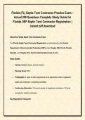 Florida &lpar;FL&rpar; Septic Tank Contractor Practice Exam &ndash; &NewLine;Actual 200 Questions Complete Study Guide for &NewLine;Florida DEP Septic Tank Contractor Registration &vert; &NewLine;instant pdf download