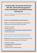 Florida &lpar;FL&rpar; Septic Tank Contractor Practice Exam &NewLine;2026 -2028 &ndash; Newest 350 Practice Questions & &NewLine;Answers with Rationales &vert; Florida OSTDS Contractor &NewLine;Exam Prep &vert; pdf
