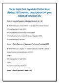 Florida Septic Tank Contractor Practice Exam &NewLine;&lpar;Revised 250 Questions&rpar; latest updated this year &vert; &NewLine;instant pdf download now