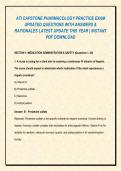 ATI CAPSTONE PHARMACOLOGY PRACTICE EXAM &NewLine;UPDATED QUESTIONS WITH ANSWERS & &NewLine;RATIONALES LATEST UPDATE THIS YEAR &vert; INSTANT &NewLine;PDF DOWNLOAD