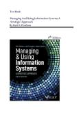 Test Bank for Managing and Using Information Systems&colon; A Strategic Approach&comma; 8th Edition by Keri E&period; Pearlson&comma; Carol S&period; Saunders & Dennis F&period; Galletta &vert;  Updated Exam PDF