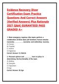 Evidence Recovery Diver Certification Exam Practice Questions And Correct Answers &lpar;Verified Answers&rpar; Plus Rationale 2027 Q&A&vert; GURANTEED PASS GRADED A&plus;