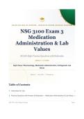 NSG 3100 Exam 3 Medication Administration & Lab Values Galen College of Nursing Question Bank 2026&sol;2027 with Verified Answers & Detailed Rationales&NewLine;&NewLine;