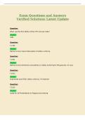 Exam Questions and Answers&NewLine;Verified Solutions Latest Update