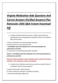 Virginia Medication Aide Questions And &NewLine;Correct Answers &lpar;Verified Answers&rpar; Plus &NewLine;Rationales 2026 Q&A Instant Download &NewLine;Pdf 