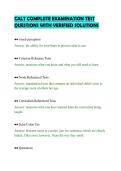 CALT COMPLETE EXAMINATION TEST&NewLine;QUESTIONS WITH VERIFIED SOLUTIONS&NewLine;