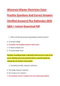 Wisconsin Master Electrician Exam &NewLine;Practice Questions And Correct Answers &NewLine;&lpar;Verified Answers&rpar; Plus Rationales 2026 &NewLine;Q&A &vert; Instant Download Pdf