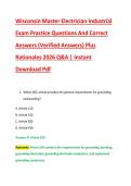 Wisconsin Master Electrician Industrial &NewLine;Exam Practice Questions And Correct &NewLine;Answers &lpar;Verified Answers&rpar; Plus &NewLine;Rationales 2026 Q&A &vert; Instant &NewLine;Download Pdf