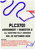 PLC3701 Assignment 1 Semester 2 MEMO &vert; Due 22 September 2026