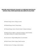 ANATOMY AND PHYSIOLOGY THE UNITY OF FORM AND FUNCTION 8TH&NewLine;EDITION 3 FINAL PAPER QUESTIONS AND COMPLETE SOLUTIONS