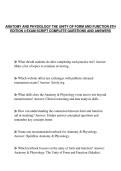 ANATOMY AND PHYSIOLOGY THE UNITY OF FORM AND FUNCTION 8TH&NewLine;EDITION 4 EXAM SCRIPT COMPLETE QUESTIONS AND ANSWERS