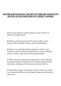 ANATOMY AND PHYSIOLOGY THE UNITY OF FORM AND FUNCTION 8TH&NewLine;EDITION 5 SOLVED QUESTIONS WITH CORRECT ANSWERS