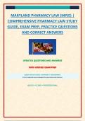 MARYLAND PHARMACY LAW &lpar;MPJE&rpar; &vert; COMPREHENSIVE PHARMACY LAW STUDY GUIDE&comma; EXAM PREP&comma; PRACTICE QUESTIONS AND CORRECT ANSWERS