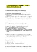 ETHICS FOR LIFE INSURANCE AGENTS FINAL EXAM WITH CORRECT ANSWERS &sol;GUARANTEED PASS &excl;&excl;&excl;