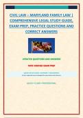 CIVIL LAW &ndash; MARYLAND FAMILY LAW &vert; COMPREHENSIVE LEGAL STUDY GUIDE&comma; EXAM PREP&comma; PRACTICE QUESTIONS AND CORRECT ANSWERS