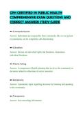 CPH CERTIFIED IN PUBLIC HEALTH&NewLine;COMPREHENSIVE EXAM QUESTIONS AND&NewLine;CORRECT ANSWERS STUDY GUIDE
