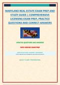 MARYLAND REAL ESTATE EXAM PREP AND STUDY GUIDE &vert; COMPREHENSIVE LICENSING EXAM PREP&comma; PRACTICE QUESTIONS AND CORRECT ANSWERS