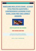 MARYLAND REAL ESTATE EXAM &ndash; CE SHOP STYLE PRACTICE QUESTIONS &vert; COMPREHENSIVE LICENSING STUDY GUIDE&comma; EXAM PREP AND CORRECT ANSWERS