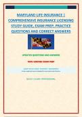 MARYLAND LIFE INSURANCE &vert; COMPREHENSIVE INSURANCE LICENSING STUDY GUIDE&comma; EXAM PREP&comma; PRACTICE QUESTIONS AND CORRECT ANSWERS