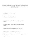 ANATOMY AND PHYSIOLOGY UPDATED ACTUAL QUESTIONS AND&NewLine;CORRECT ANSWERS