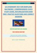 US CITIZENSHIP TEST FOR MARYLAND BALTIMORE &vert; COMPREHENSIVE CIVICS STUDY GUIDE&comma; NATURALIZATION EXAM PREP&comma; PRACTICE QUESTIONS AND CORRECT ANSWERS
